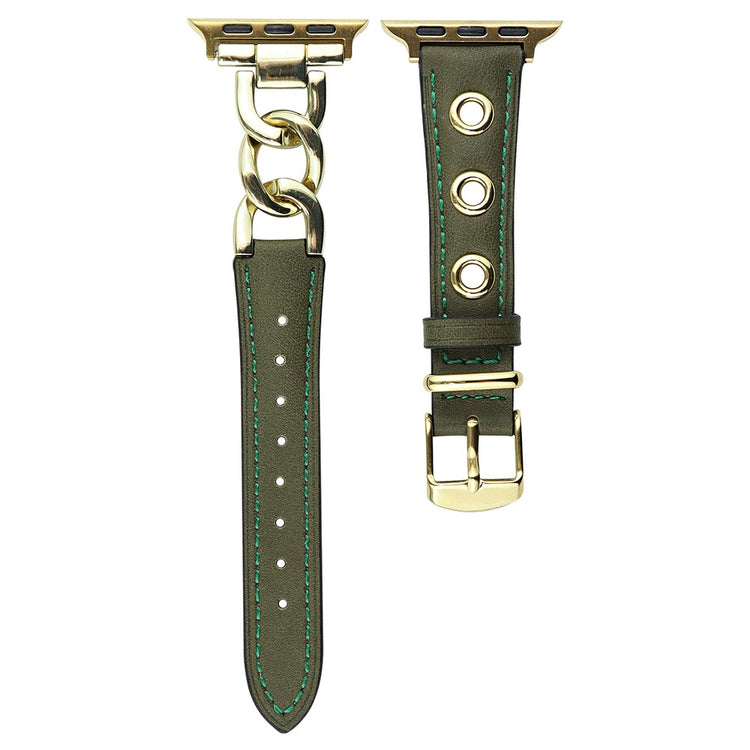 Kønt Metal Og Kunstlæder Universal Rem passer til Apple Smartwatch - Grøn#serie_7