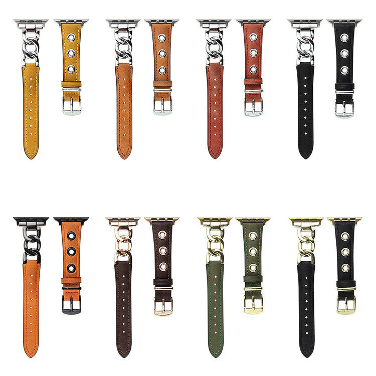 Kønt Metal Og Kunstlæder Universal Rem passer til Apple Smartwatch - Grøn#serie_7