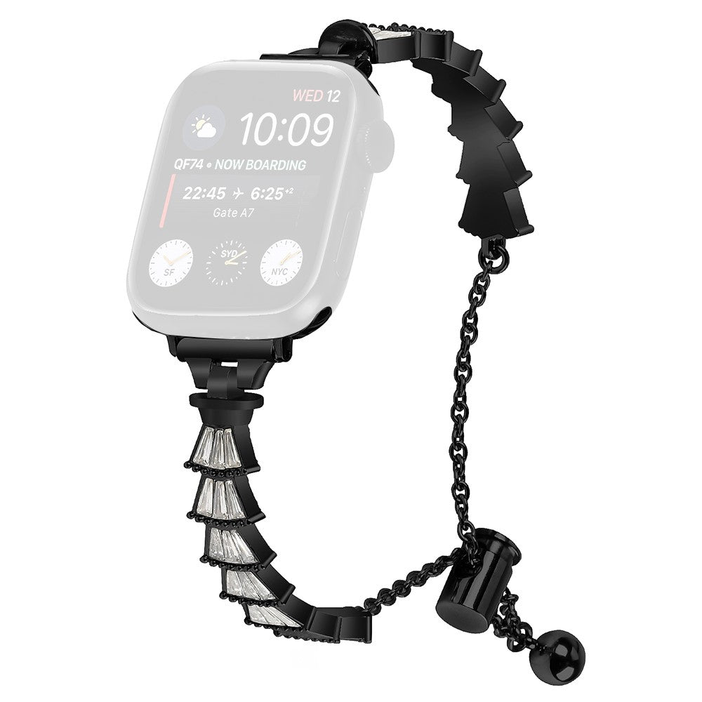 Vildt Sejt Metal Og Rhinsten Universal Rem passer til Apple Smartwatch - Sort#serie_1