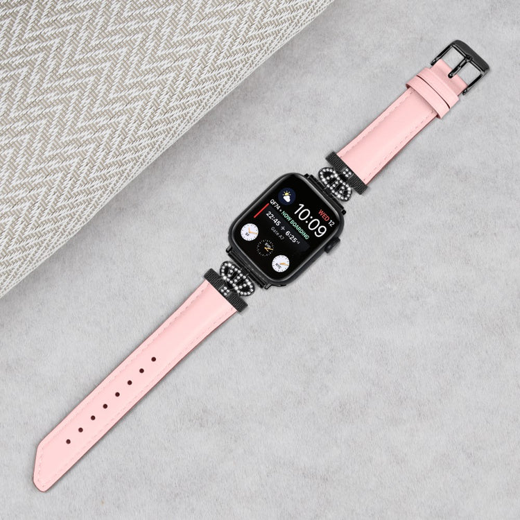 Flot Kunstlæder Og Rhinsten Universal Rem passer til Apple Smartwatch - Pink#serie_3