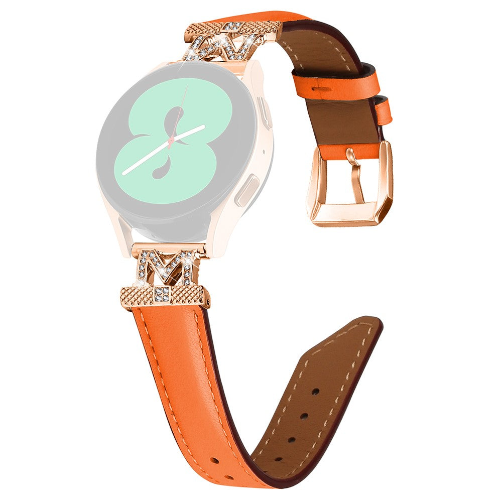 Fed Γgte LΓ¦der Og Rhinsten Universal Rem passer til Samsung Smartwatch - Orange#serie_1