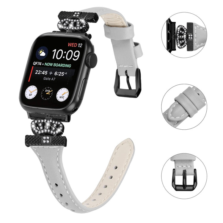 Sejt Kunstlæder Og Rhinsten Universal Rem passer til Apple Smartwatch - Blå#serie_3