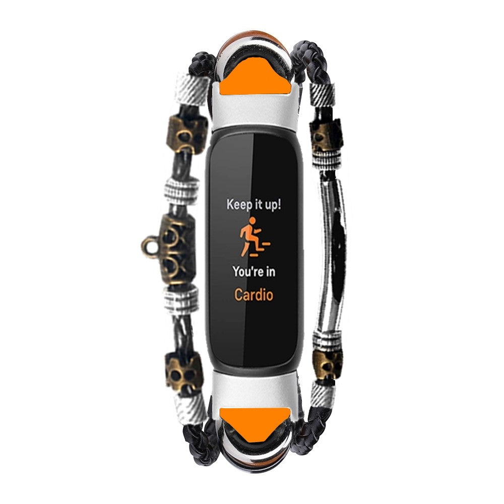 Fitbit Luxe Watch Band DIY Vintage Decor Ethnic Style Beaded Wristbands - Brown#serie_2