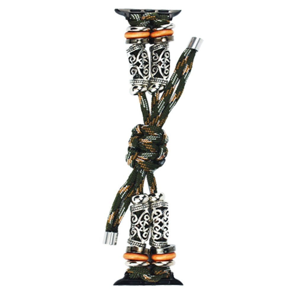 Apple Watch 49mm / 45mm / 44mm / 42mm Watch Strap Bead Braided Rope - Army Green#serie_5