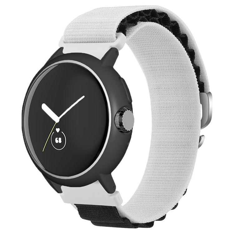 Google Pixel Watch / Pixel Watch 2 Watch Band Nylon Loop Wrist Strap with Watch Case - White Black+Black White Case#serie_1