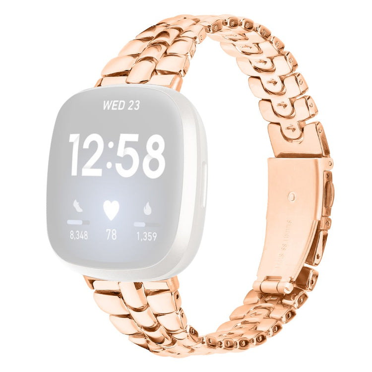 Fitbit Versa 3 / Sense Replacement Strap Stylish Alloy Smart Watch Band - Rose Gold#serie_1