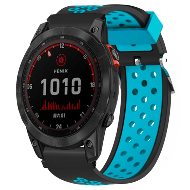 Huami Amazfit Falcon / Garmin Fenix 7 / 6 / 5 Dual Color Watch Band Silicone Strap with 22mm Connector - Black+Blue#serie_3