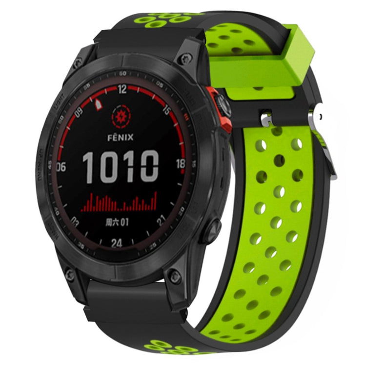 Huami Amazfit Falcon / Garmin Fenix 7 / 6 / 5 Dual Color Watch Band Silicone Strap with 22mm Connector - Black+Green#serie_4