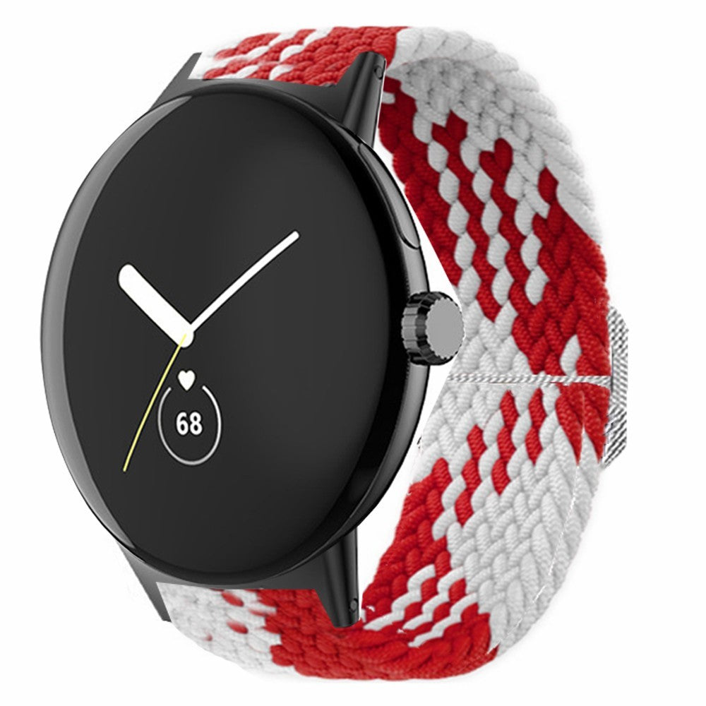 Braided Elastic Watch Band Google Pixel Watch / Watch 2 Replacement Adjustable Wrist Strap - Red / White#serie_3