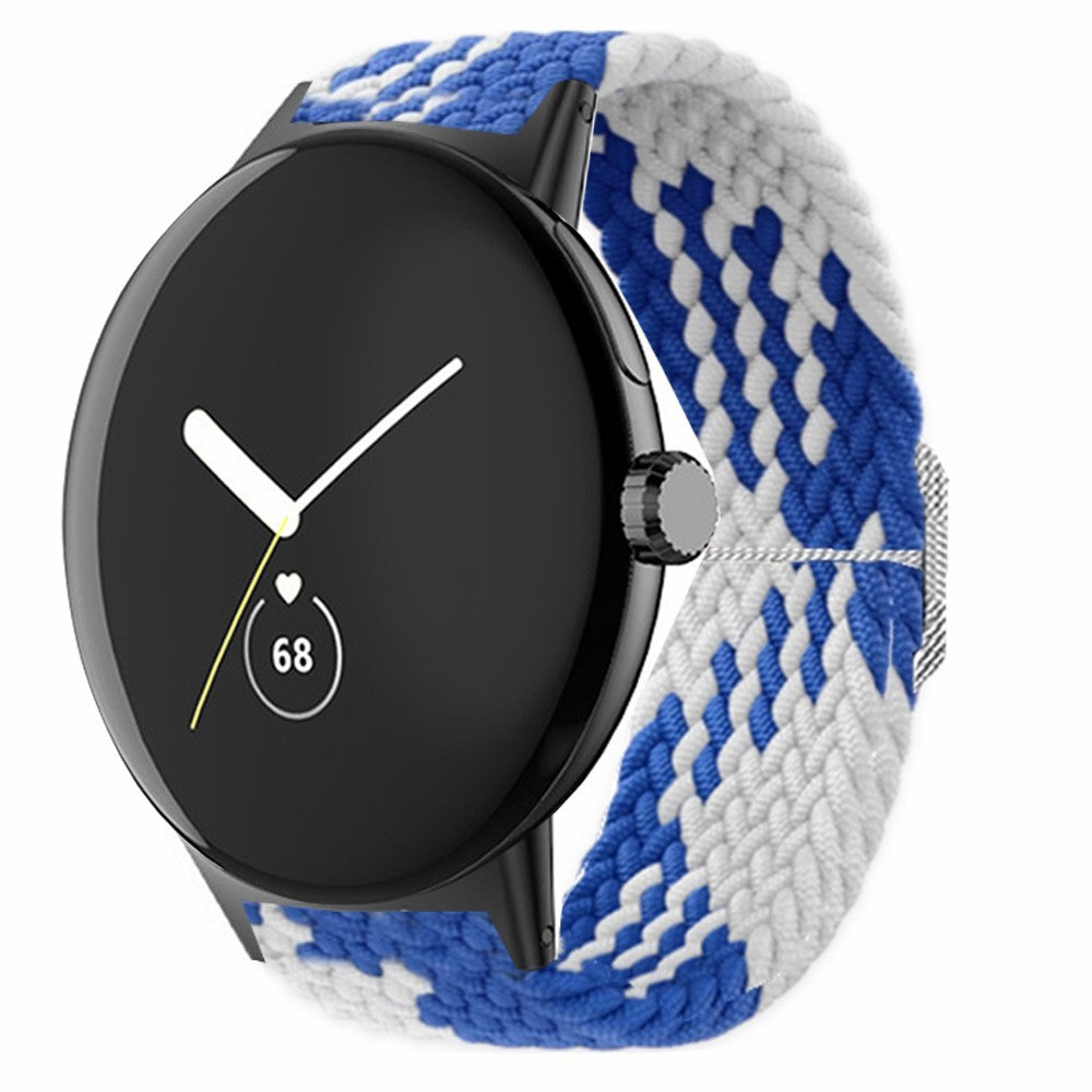 Braided Elastic Watch Band Google Pixel Watch / Watch 2 Replacement Adjustable Wrist Strap - Blue / White#serie_5
