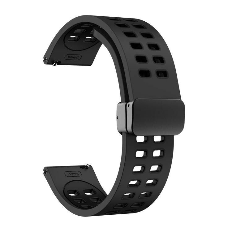 20mm Universal dual color silicone strap with black buckle - Coal Black / Black#serie_11