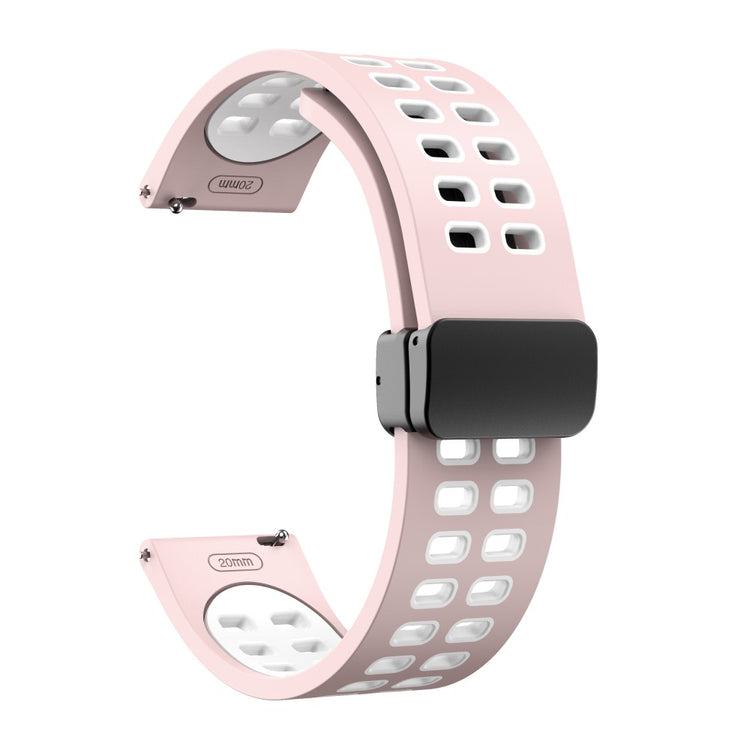 20mm Universal dual color silicone strap with black buckle - Pink / White#serie_12