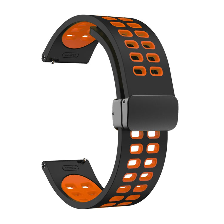 20mm Universal dual color silicone strap with black buckle - Black / Orange#serie_13