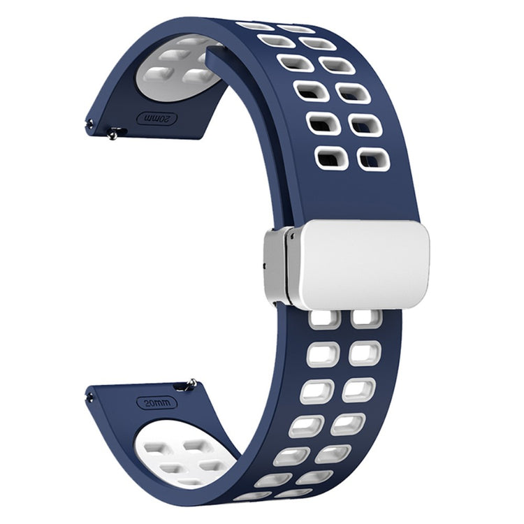 20mm Universal dual color silicone strap with silver buckle - Midnight Blue / White#serie_13