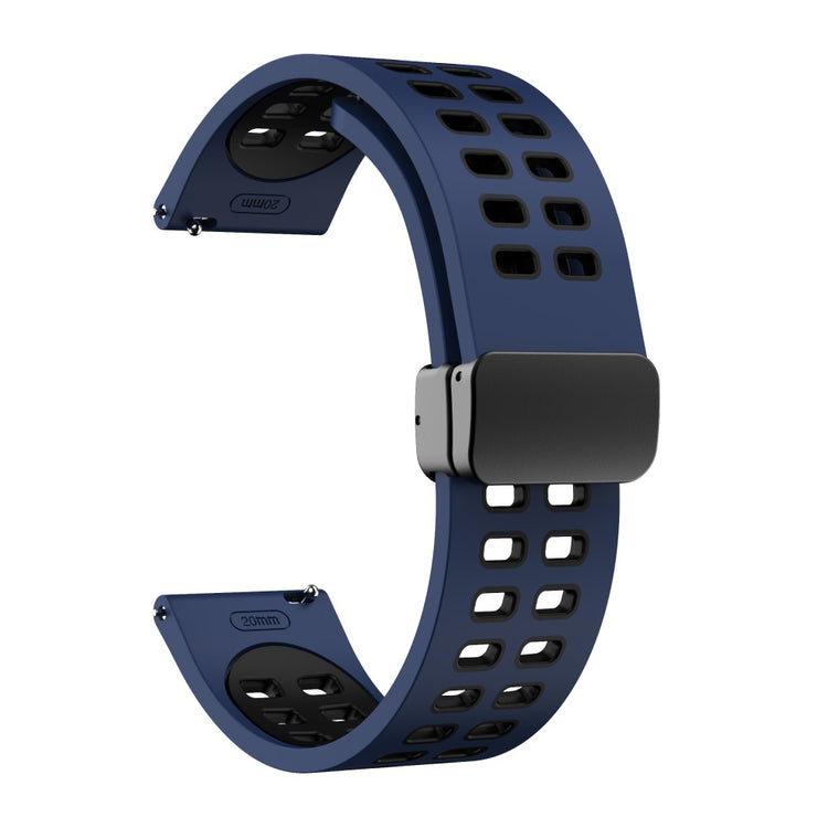 22mm Universal dual color silicone strap with black buckle - Midnight Blue / Black#serie_1