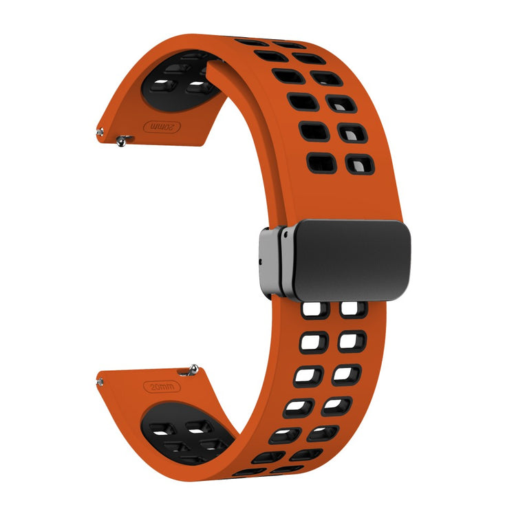 22mm Universal dual color silicone strap with black buckle - Orange / Black#serie_14