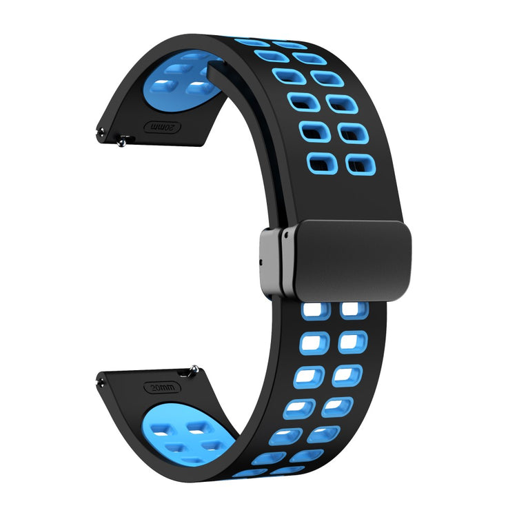 22mm Universal dual color silicone strap with black buckle - Black / Sky Blue#serie_6