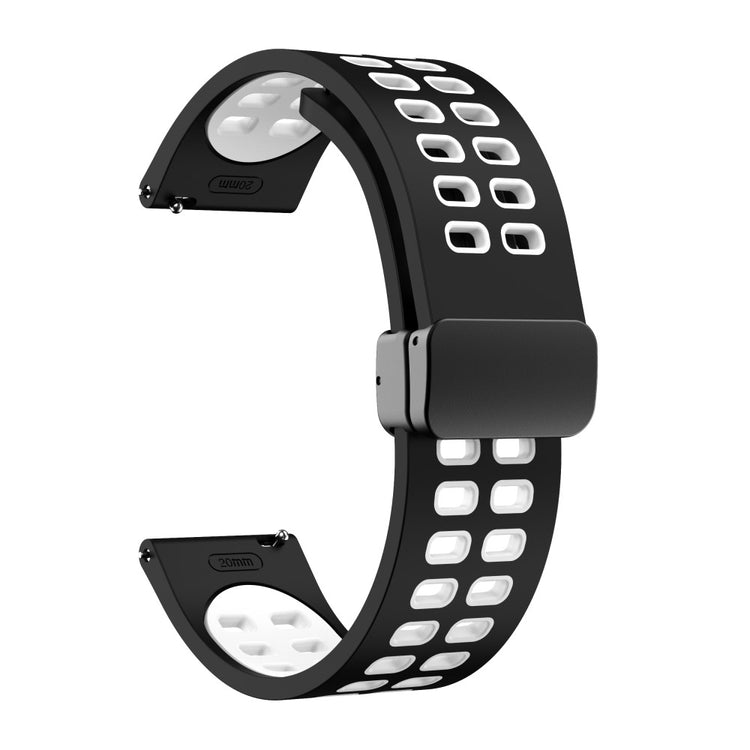 22mm Universal dual color silicone strap with black buckle - Black / White#serie_9