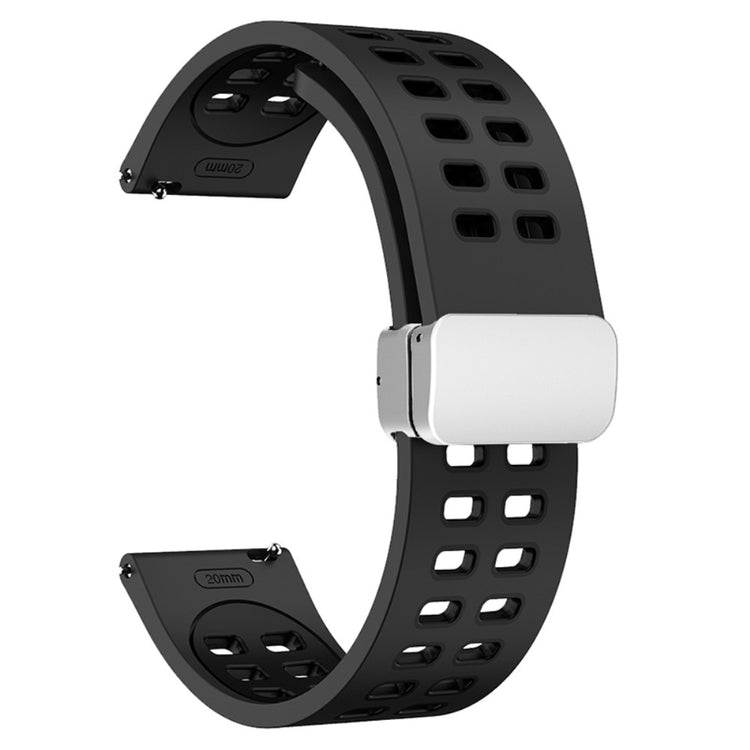 22mm Universal dual color silicone strap with silver buckle - Coal Black / Black#serie_1