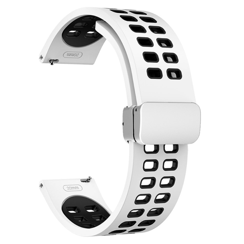 22mm Universal dual color silicone strap with silver buckle - White / Black#serie_3