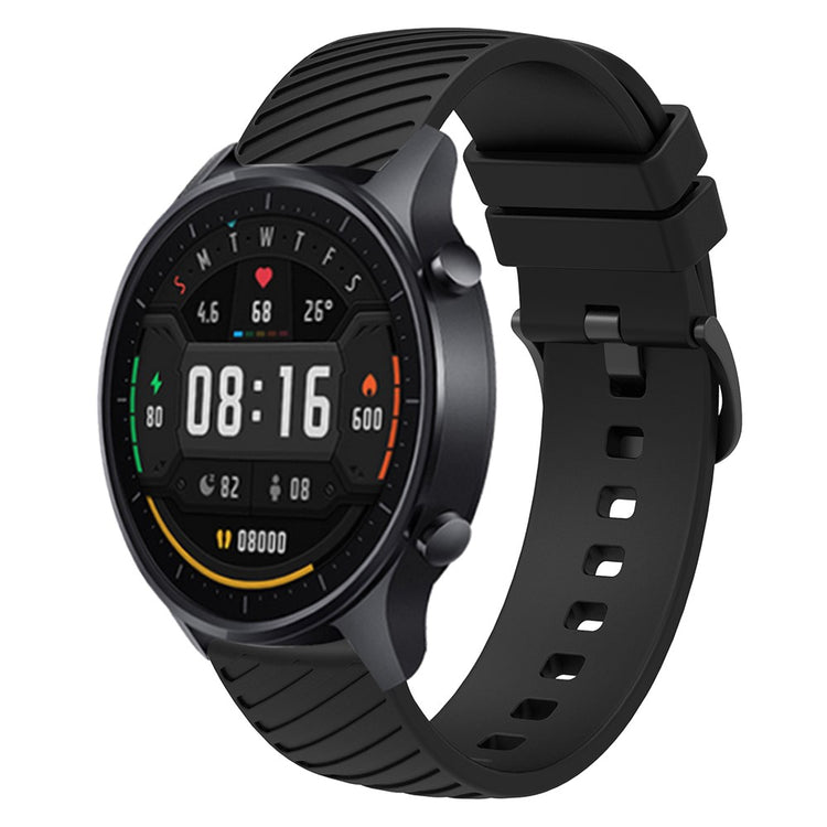 Rigtigt Sejt Silikone Universal Rem passer til Smartwatch - Sort#serie_4