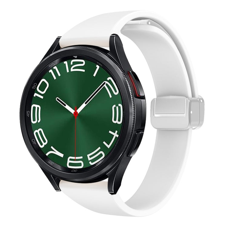 22mm Universal silicone sport strap with silver magnetic buckle - White#serie_2