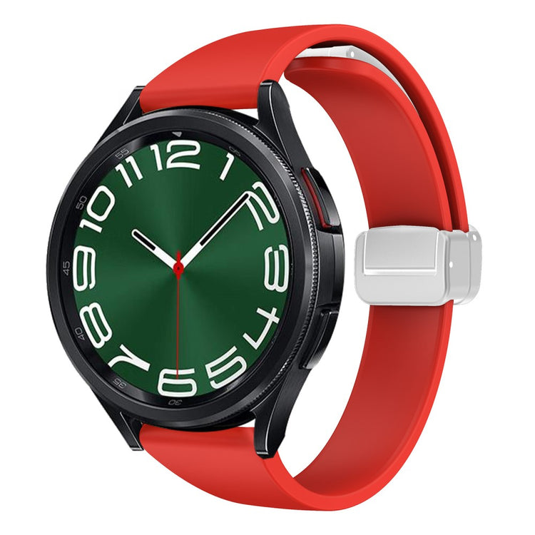 22mm Universal silicone sport strap with silver magnetic buckle - Red#serie_5