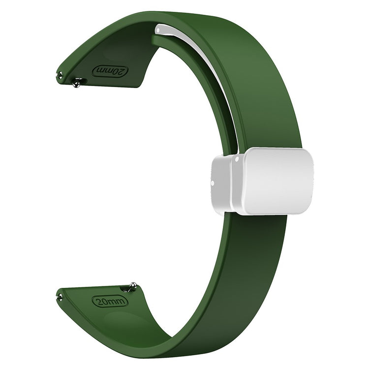 22mm Universal silicone sport strap with silver magnetic buckle - Army Green#serie_7