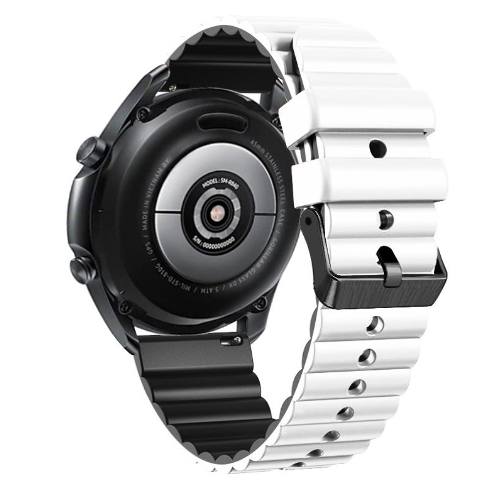 22mm Universal dual-color silicone strap with black buckle - White + Black#serie_2