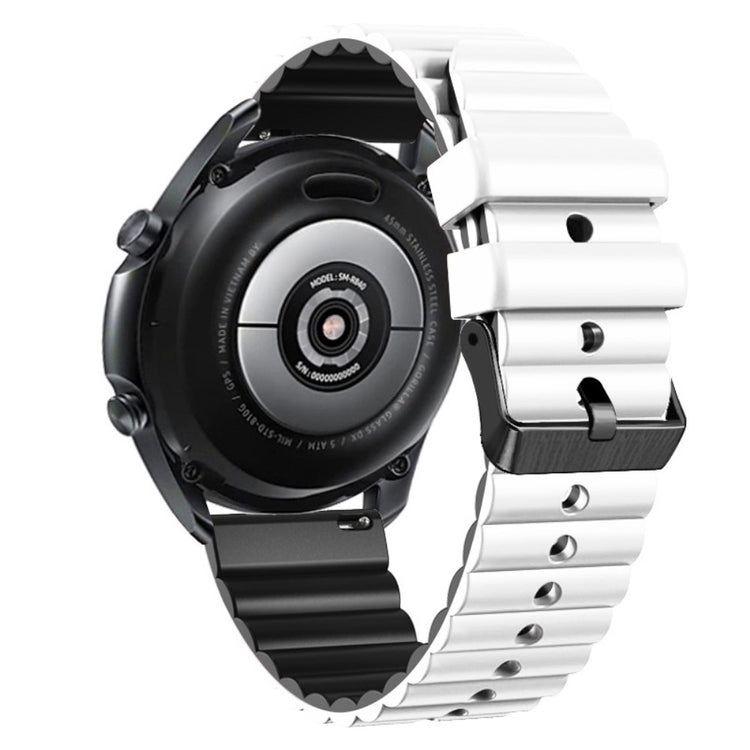 22mm Universal dual-color silicone strap with black buckle - White + Black#serie_2