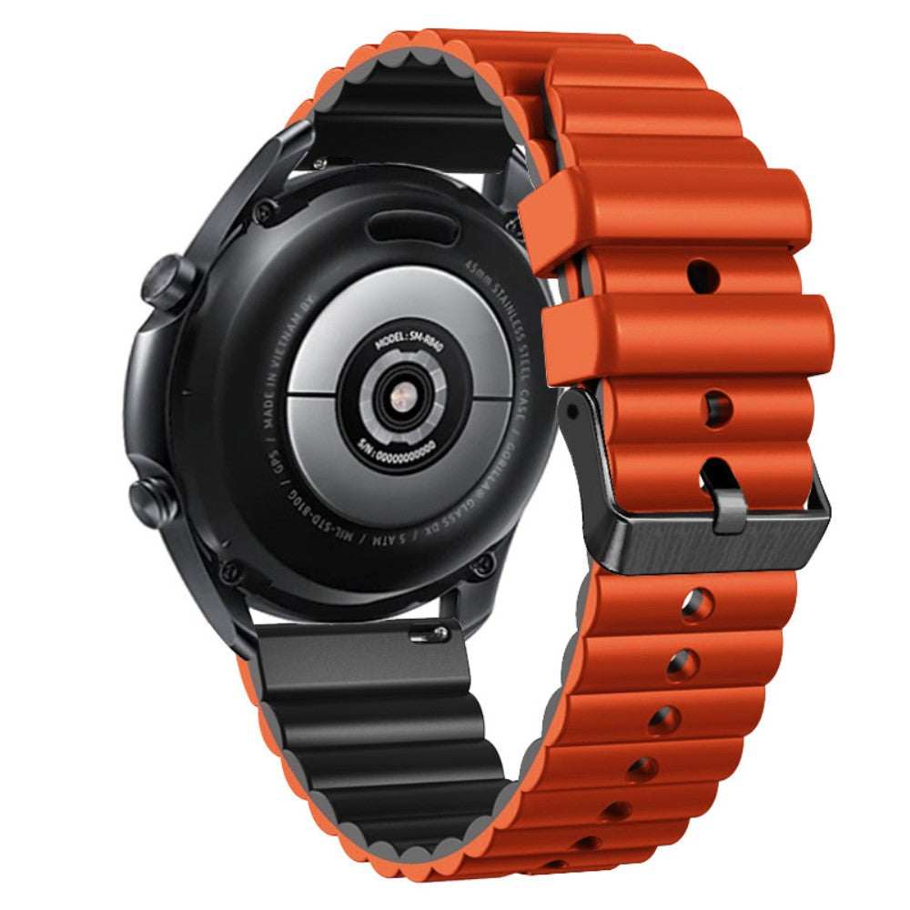 22mm Universal dual-color silicone strap with black buckle - Orange+Black#serie_3