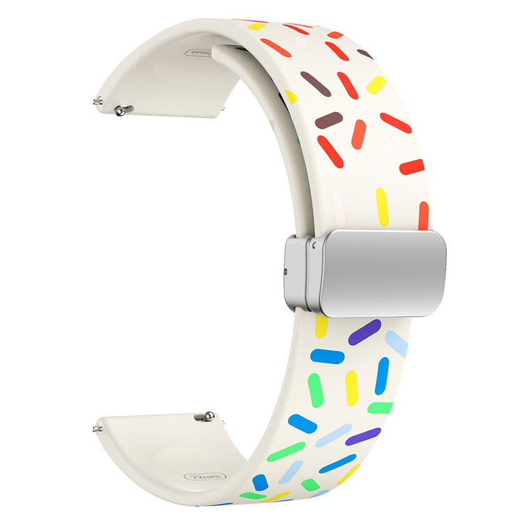 22mm Universal colorful pattern style silicone strap with silver buckle - Starlight Rainbow#serie_10