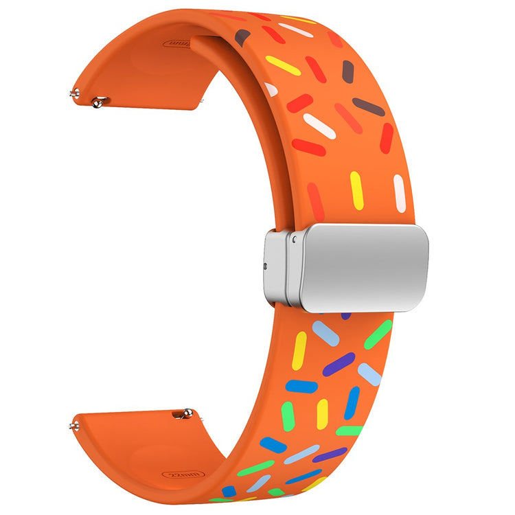 22mm Universal colorful pattern style silicone strap with silver buckle - Orange Rainbow#serie_3
