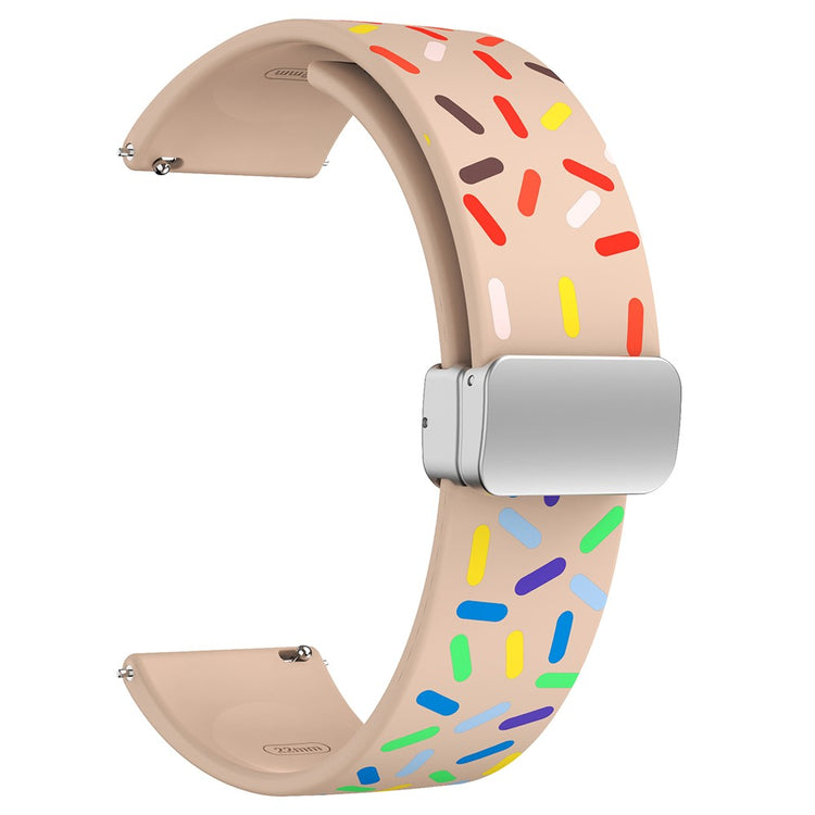 22mm Universal colorful pattern style silicone strap with silver buckle - Pink Rainbow#serie_4
