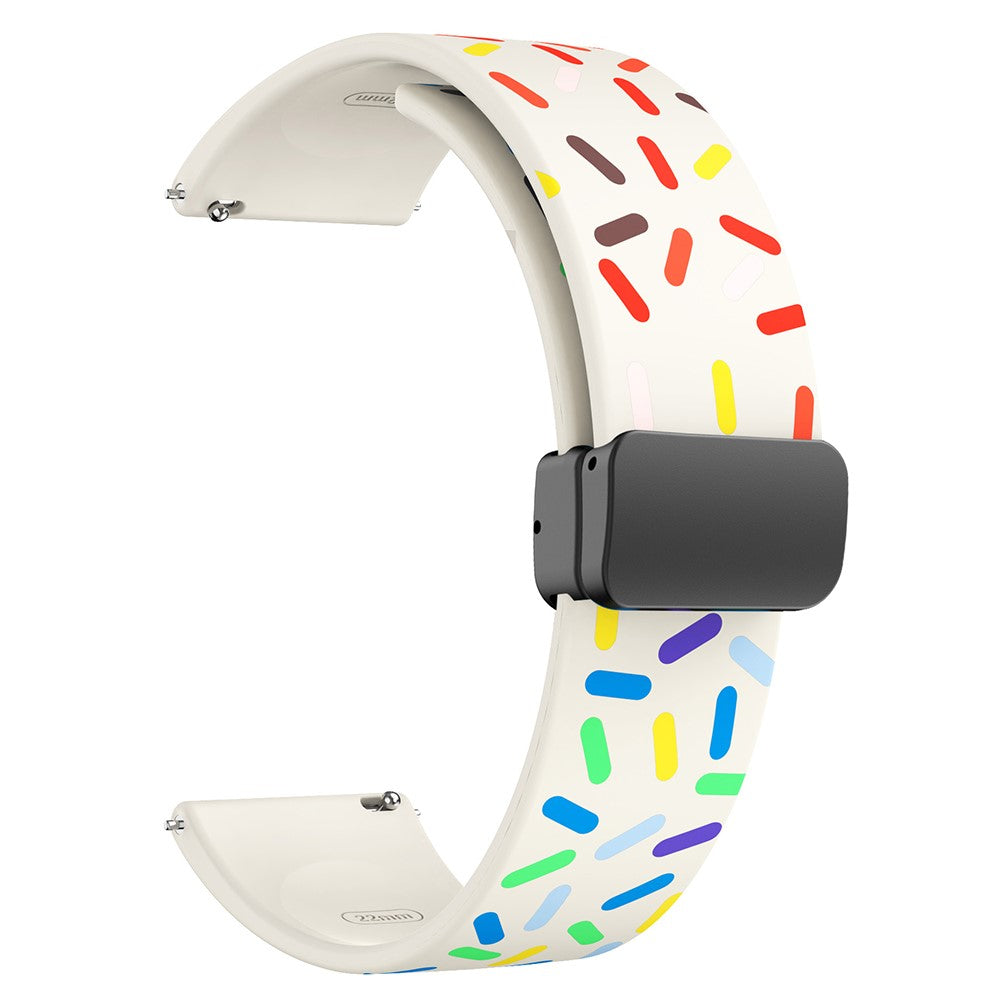 22mm Universal colorful pattern style silicone strap with black buckle - Starlight Rainbow#serie_10