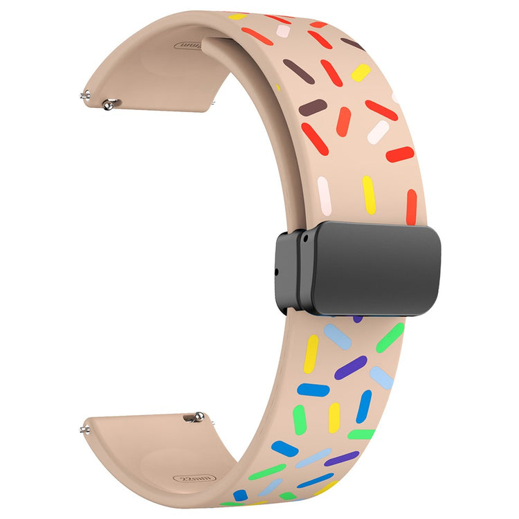 22mm Universal colorful pattern style silicone strap with black buckle - Pink Rainbow#serie_4