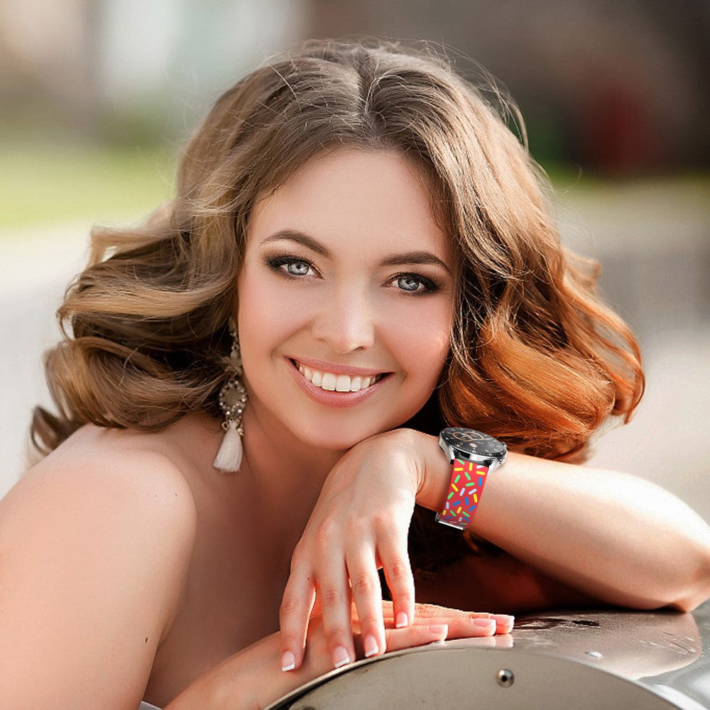 22mm Universal colorful pattern style silicone strap with black buckle - Red Rainbow#serie_9