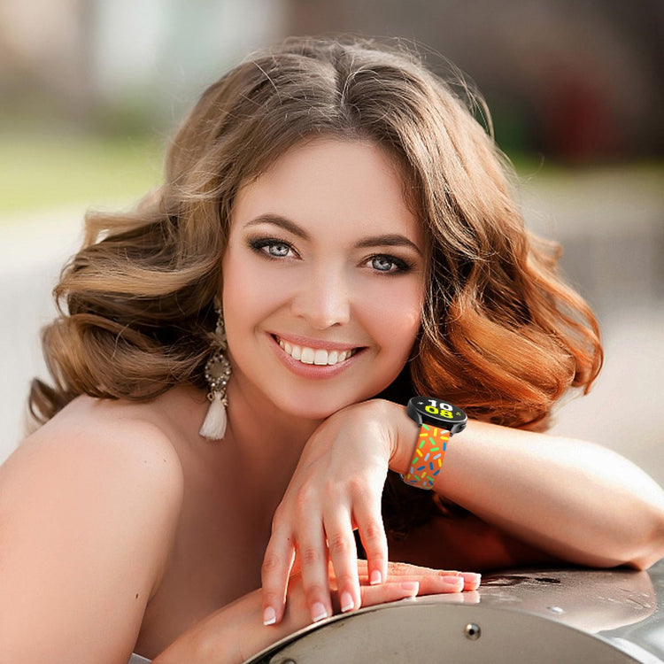 20mm Universal colorful pattern style silicone strap with black buckle - Orange  Rainbow#serie_3