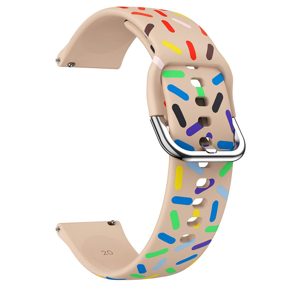 20mm Universal colorful pattern style silicone strap with black buckle - Pink  Rainbow#serie_4