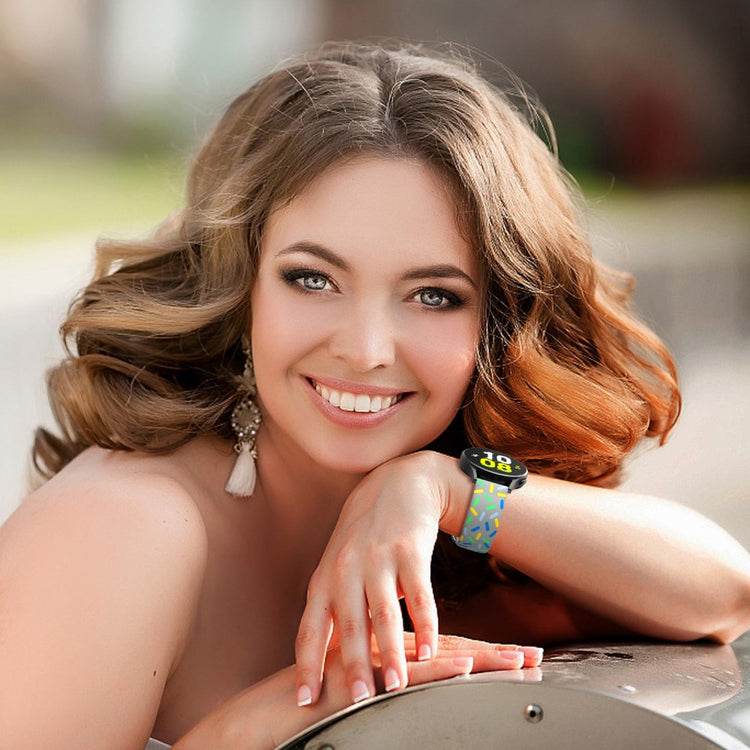 20mm Universal colorful pattern style silicone strap with black buckle - Grey  Rainbow#serie_5