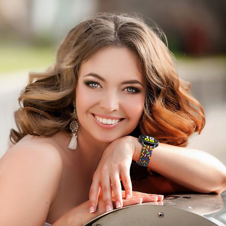 20mm Universal colorful pattern style silicone strap with black buckle - Wine Red Rainbow#serie_6