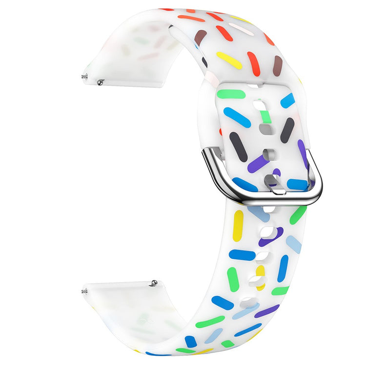 20mm Universal colorful pattern style silicone strap with black buckle - Transparent  Rainbow#serie_8