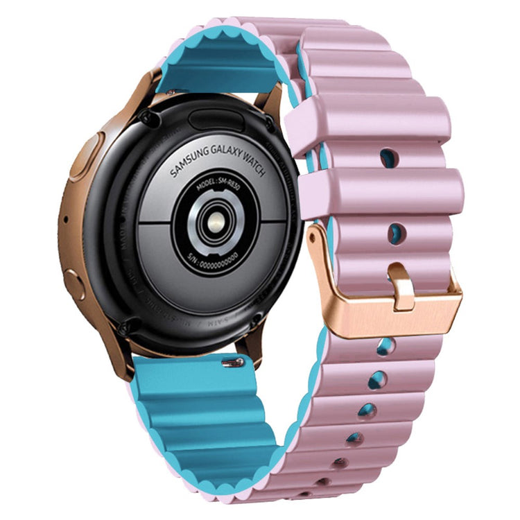 20mm Universal horizontal stripe style silicone strap with rose gold buckle - Baby Blue+Light Purple#serie_1