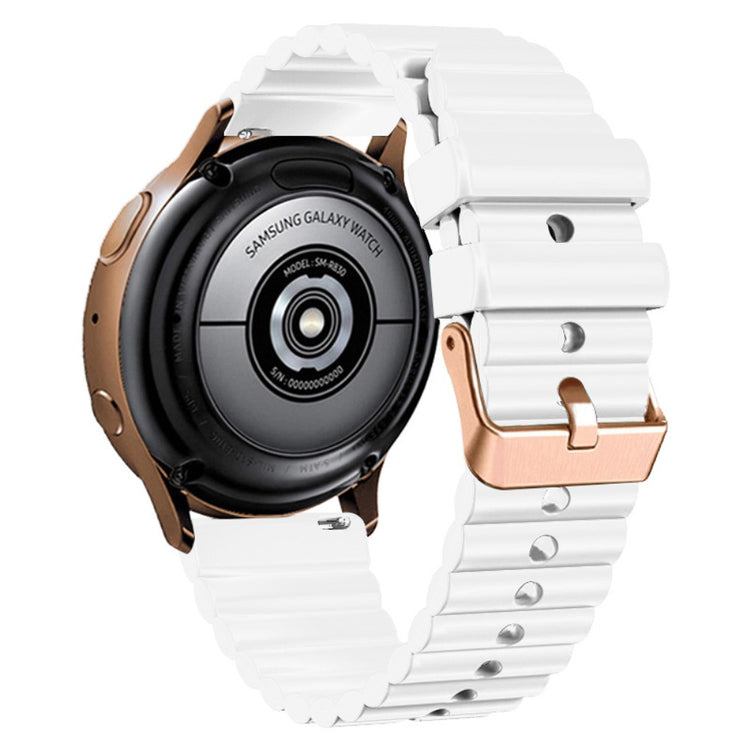 20mm Universal horizontal stripe style silicone strap with rose gold buckle - White#serie_4