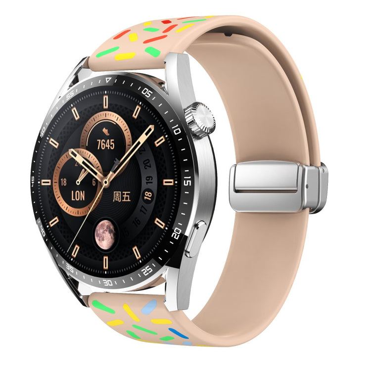 20mm Universal colorful pattern style silicone strap with silver buckle - Pink Rainbow#serie_4