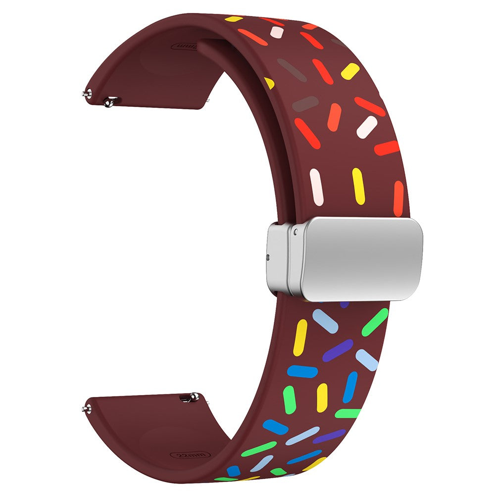 20mm Universal colorful pattern style silicone strap with silver buckle - Wine Red Rainbow#serie_6