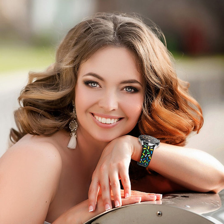 20mm Universal colorful pattern style silicone strap with black buckle - Black  Rainbow#serie_1