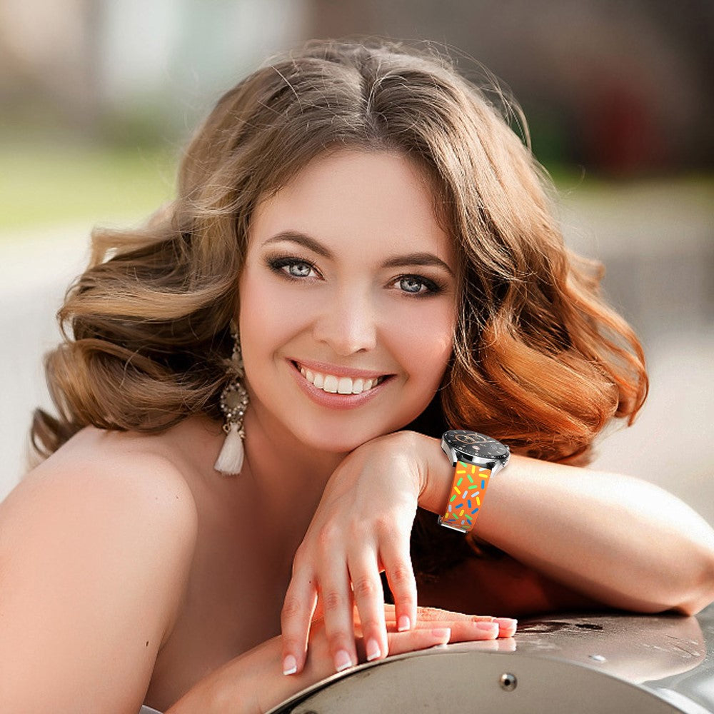 20mm Universal colorful pattern style silicone strap with black buckle - Orange Rainbow#serie_3