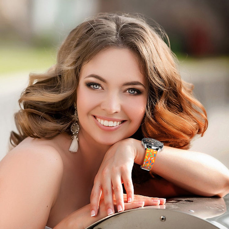 20mm Universal colorful pattern style silicone strap with black buckle - Orange Rainbow#serie_3