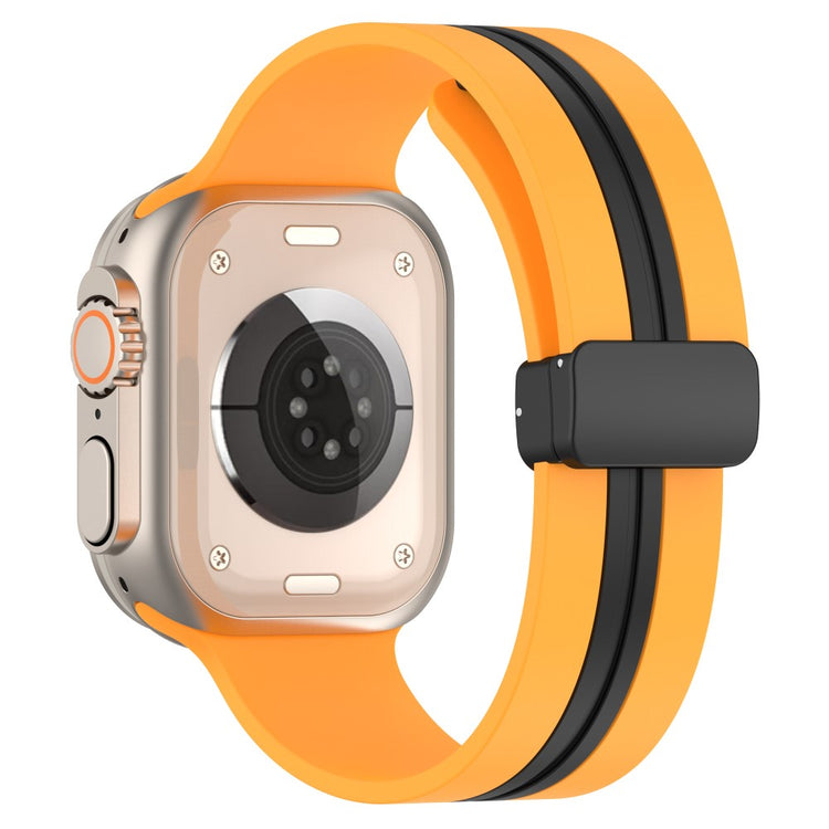 Super Slidstærk Silikone Universal Rem passer til Apple Smartwatch - Orange#serie_8